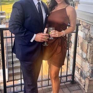 One Shoulder Sleeveless Spaghetti Strap Tie Waist Mini Wrap Dress